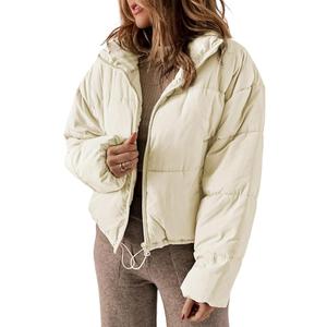 Womens Winter Quilted Jackets Long Sleeve Full Zip Puffer Jacket Coats with Pockets S