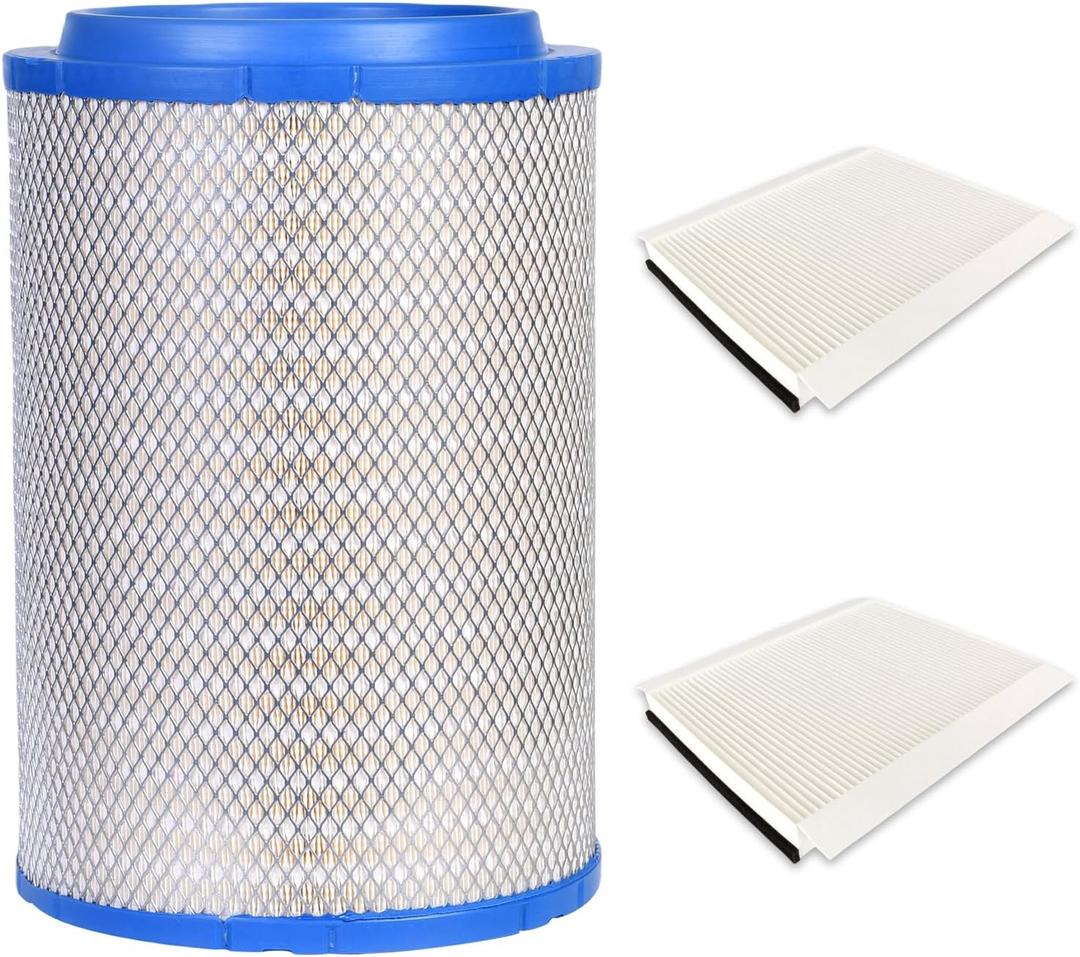 P606720 Engine air filter (Blue) & P606555 Cabin Air Filter Compatible with VNL, VN, VNM, VNX, VHD, VAH Replaces 21715813, RS4642, P606720, LAF9201