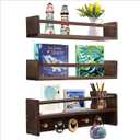 AZSKY 24 Inch Book Shelves for Nursery Floating Bookshelf Wall Mount Deep Walnut Shelves for Room Wall Hooks for Hanging Nursery Shelf for Kids Room Bedroom Bathroom Living Room Kitchen Set of 3