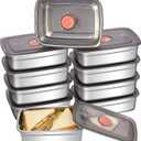GIUOIDUO 10 Pack Stainless Steel Food Storage Containers with Leak-Proof Lids, 37oz Reusable Metal Meal Prep Lunch Boxes, Stackable, Dishwasher Safe for Snacks, Fruits & On-the-Go Meals, BPA-Free