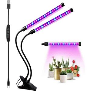40W Grow Light LED Plant Grow Lights Full Spectrum for Indoor Plants, Auto ON Off with 3/9/12H Timer, 9 Dimmable Lightness Clip-On Desk Grow Lamp Bulbs (Red+Blue)
