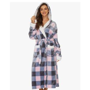 iniber Plush Robes for Women, Womens Robe Long, Fuzzy Fluffy Soft Warm Fleece Hooded Bathrobe