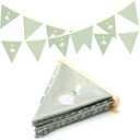 Hahafelt One Silly Goose Birthday Banner, Cute Silly Goose 1st Birthday Party Decorations Fabric Bunting Garland with Bow for Baby Shower, Nursery Room Decor(Plaid,Sage Green)