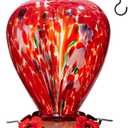Gifts for Mom 34OZ Hand Blown Glass Hummingbird Feeders for Outdoors Hanging, with Ant Moat Humming Bird Feeders, Porch Backyard Decor Gifts for Women (Floral Balloon)