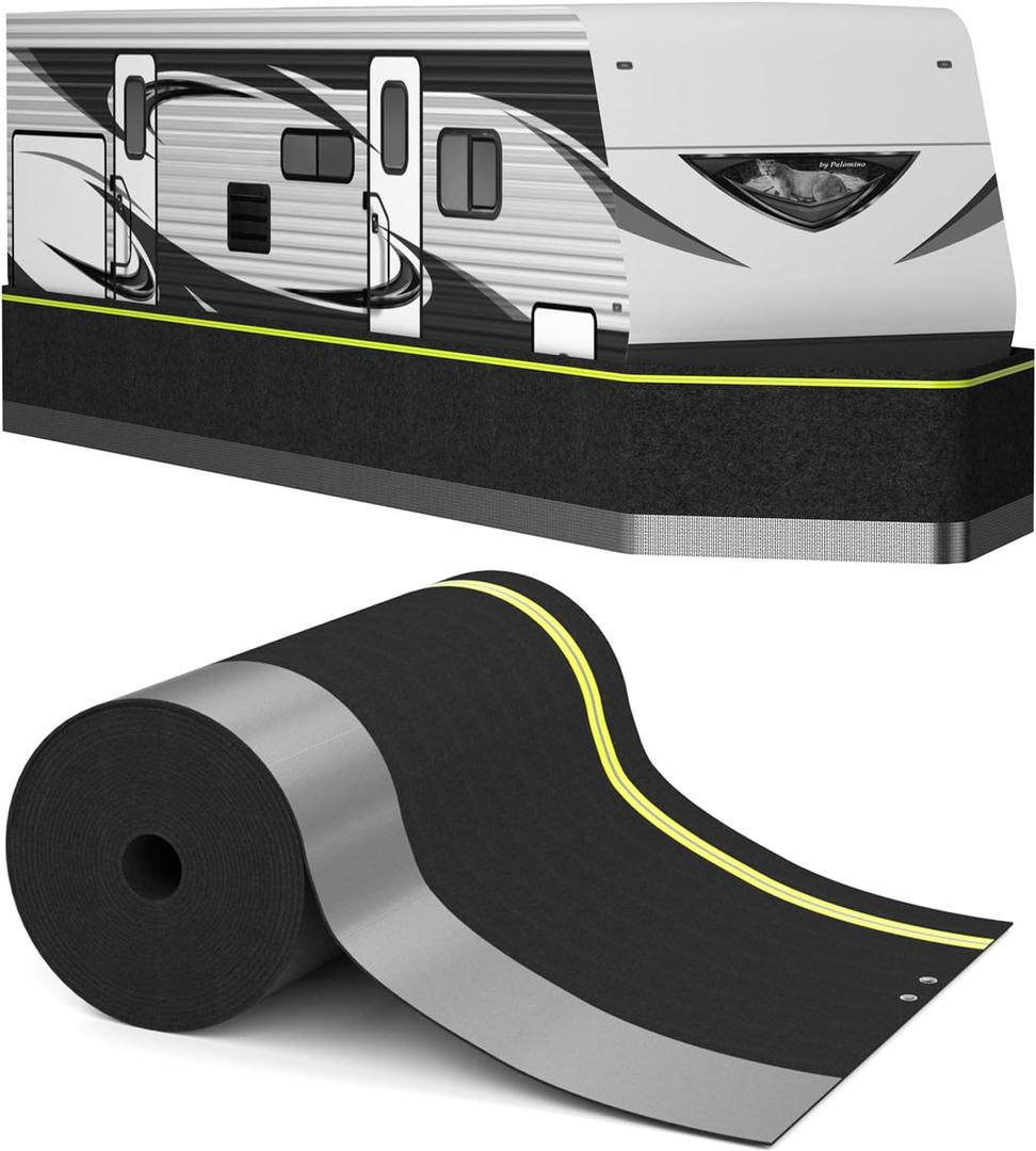RV Skirting for Travel Trailers & 5th Wheels - Heavy Duty Insulated Camper Skirt Kits for Winter, All Weather Waterproof Windproof Cold Weather & UV Underpinning Cover, Black 65.6ft x 2.6ft