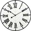 EMAX HOME 24 Inch Large Wooden Wall Clock Extra Large Farmhouse Wall Clock with 3D Roman Numerals, Modern White Round Wood & Metal Clock for Living Room, Silent & Accurate Timekeeping