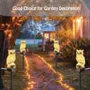 Garden Owl Solar Light, 2 Pack Resin Owl Statue, Waterproof Owl Figurines on Stake for Outdoor Garden Pathway to Scare Birds Away, Gifts for Owl Lovers