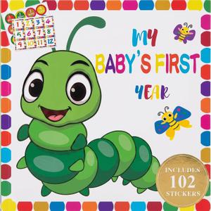 Eaasty Baby's First Year Calendar with 102 Stickers Baby Memory Book 1st Years Milestone Calendar Baby's First Year Scrapbook Nursery Wall Decoration for New Mom and Newborn Girls Boys(Caterpillar), 9.8 x 9.8 inches