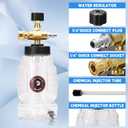 Tool Daily Chemical Injector for Pressure Washer, Adjustable Chemical Injector Bottle with Straw, Black Soap Nozzle, 1/4 Quick Connect, 3600 PSI