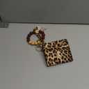 Small Wristlet Wallets for Women Keychain Wristlet Wallet RFID Blocking Key Chain Wallet With Zipper Coin Pocket,2 Id Window (Leopard)