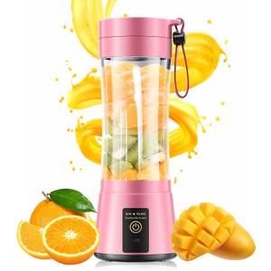 Portable Blender for Smoothies & Shakes - Cordless Personal Size Mini Blender with BAP Free Juice Cup, USB Rechargeable Suit for Sports/Picnic (Pink)