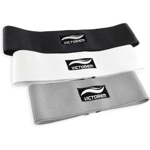 Victorem Resistance Hip Booty Bands Set - Fabric Bands for Glutes and Legs Exercise - with Digital Workout Guide