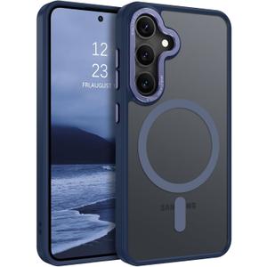 BENTOBEN Magnetic for Samsung Galaxy S24 Plus Case [Compatible with Magsafe] Translucent Matte Slim Thin Shockproof Anti-Yellow Women Men Protective Phone Cover for Galaxy S24 Plus 6.7", Navy Blue