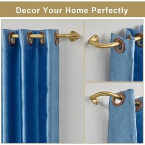 Brass Curtain Rods 2 Pack, 28-48 Inch Room Darkening Wrap Around Design, 3/4 Inch Diameter Single Adjustable Blackout Curtains Rod, Brass