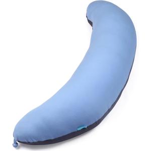 BYRIVER 43" Long C Shaped Body Pillow for Adults Men Women, Side Sleeper Pillow for Neck Shoulder Back Pain Relief, Cooling Post Sugery Pillow Pregnancy Pillow, Blue Black Washable Pillowcase (XL)