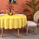 MEANMOY Yellow 210 GSM Water & Stain Resistant Round Tablecloth for Circle Table - Solid Small 48 Inch Table Cloth Cover in Wrinkle Free Durable Washable Polyester Fabric for Wedding, Party, Banquet
