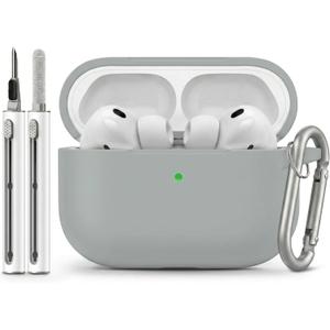 Full-Coverage dustproof Design for AirPods Pro 3 Case Cover with Cleaner Kit, Soft Silicone Cover for AirPods Pro 3rd Generation Comes with Keychain,Suitable for 3rd Generation Case,Gray (B9-Grey)