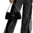 Angsuttc Womens Jeans with Patchwork Stripes High Waisted Stretchy Denim Color Block Straight Wide Leg Trendy Jean (Large, Black Black)