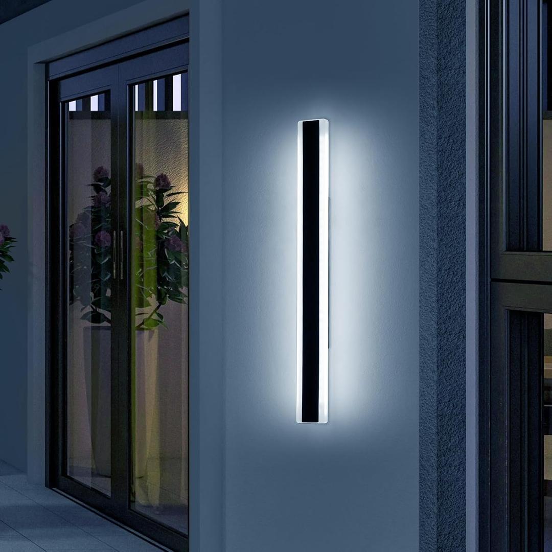 39inch Outdoor Modern Wall Sconces, Dimmable Exterior Wall Mounted Lighting 3 Color 3000K/4500K/6000K, IP65 Waterproof, Minimalist Porch Lights Fixture for Yard Patio Garage with Remote Control