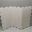 Mooliwe Scalloped Felt Bulletin Board 36 x 24 Inches Foldable Beige Pin Cork Board Alternative for Wall, 3' x 2' Trifold Picture Vision Self Adhesive Bulletin Decorative