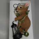 Joliyoou Solar Light Outdoor Statues, 6.9" H Resin Rabbit Climbing On A 23.6" L Vine with LED Lantern, Waterproof Hanging Bunny Figurine with Hook for Easter Yard Garden Wall Balcony Tree Decoration