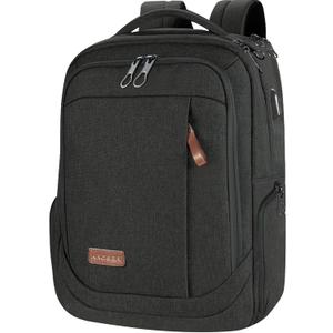 KROSER Laptop Backpack Large Computer Backpack Fits up to 17.3 Inch Laptop with USB Charging Port Water-Repellent Travel Backpack Casual Daypack for Business/College/Women/Men-Charcoal Black