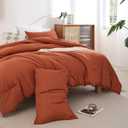 ROSGONIA Queen Comforter Set Burnt Orange, 3pcs (1 Boho Terracotta Comforter & 2 Pillowcases), Lightweight Fall Bedding Rust Blanket All Season Quilt