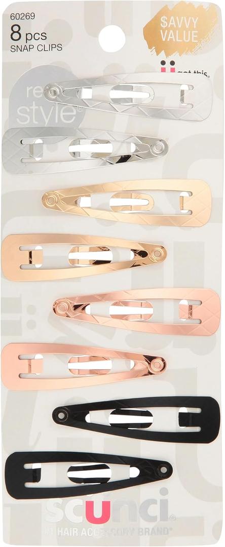 Scunci, Quilt Metal Snaps, 8 Count