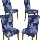 Stretch Dining Chair Covers Set of 4,Floral Print Chair Covers,Soft Removable Washable,Pet Friendly Furniture Protector,Universal Chair Slipcovers for Home, Kitchen,Ceremony Dining Room Seat