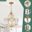 Avzkcy Modern Gold Chandelier, Crystal Pendant Lighting Fixtures, 15.7 Inches Height Adjustable Metal Shade Ceiling Light Suitable for Living Room Kitchen Island Dining Room Bedroom