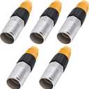 PENGLIN 5Pack RJ45 Waterproof Ethernet Connector, Outdoor PCB Signal Panel Mount Connector Ethernet LAN Network Cable Wire Connect Socket for Cat5/5e (Orange&Silver)