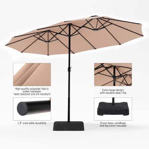 15 ft. Market Patio Umbrella 2-Side in Beige