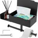 Toilet Paper Holder with Shelf and Storage, Wipes Dispenser Holder for Bathroom, Stainless Steel Toilet Roll Holder