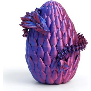 3D Printed Dragon Egg- Red Blue - Surprise Easter Egg with Flexible Crystal Dragon Inside, Easter Basket Stuffers, 3D Printed Gift Toy, Desk Executive Pet, Figurine Decor(12 Dragon) (Purple Mix)