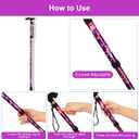 supregear Folding Cane, 5-Level Adjustable Height Walking Stick Lightweight Collapsible Portable Travel Cane with Wrist Strap and T Handle for Elderly Disabled Men Women (Purple Floral)