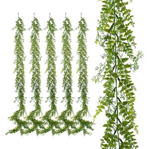 6 Pack 5.57ft Artificial Greenery Garland, Leaf Garland for Room Decor, Fern Garlands for Decoration, Fake Vines Hanging Plants for Home Bedroom Garden Wall Wedding Decor