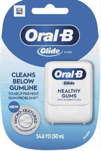 OralB Glide Healthy gums, unflavored floss 50M (Pack of 6)