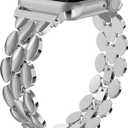 Moolia Elegant Metal Strap Compatible with Apple Watch Band 42mm 44mm 45mm 46mm 49mm Metal Fashion Women Replacement Strap Bracelet for iWatch Series 11/10/9/8/7/6/5/4/3/2/1/Ultra(1/2/3) Silver