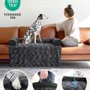 Calming Medium Dog Bed for Couch, 35 x 31 inch Removable Couch Cover for Dogs Washable, Non-Slip Fluffy Plush Dog Sofa Mat for Furniture Protector - Dark Grey