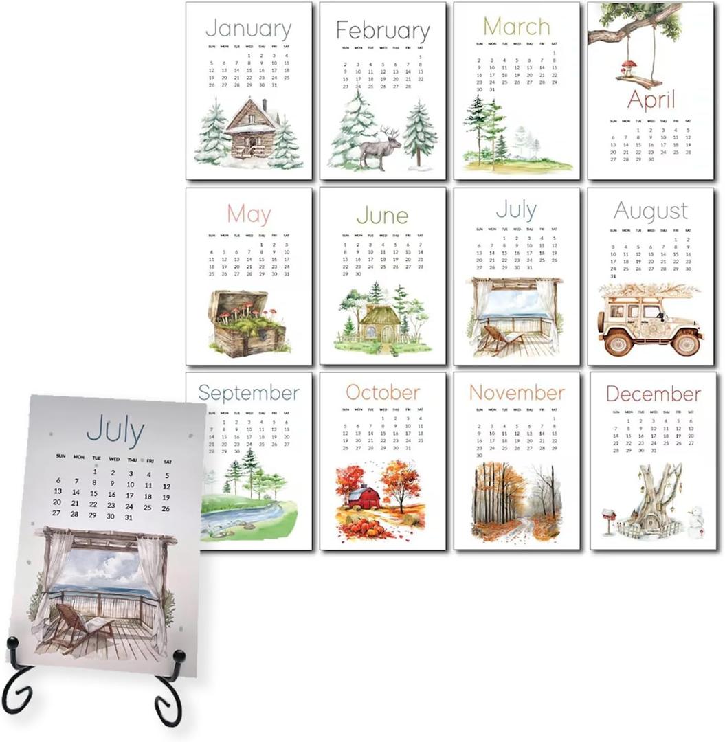 2025 Plantable Seed Calendar 12 Month Eco Seed Paper Calendar With Stand Green Living Gift Sustainable Monthly Planner Grow Flowers