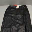 Popilush Faux Leather Skirts Skirts for Women Tummy Control with Built in Shapewear High Waist Midi Skirts Black, M