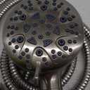Brushed Nickel Shower Heads Handheld with On Off Switch,8-Mode High Pressure Shower Wand with 79In Stainless Steel Hose&Bracket PLUS Low-Reach Adhesive Wall Mount Holder for Kids&Elderly