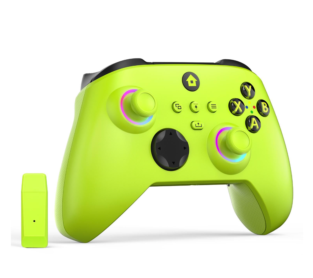 W&O Wireless Controller for With Xbox One, Xbox Series X/S, Xbox One X/S, PC, With RGB LED Light, Mappable Buttons, With 2.4GHZ Wireless Adapter Gamepad (Electric Volt)