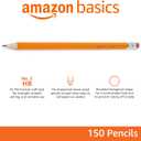 Amazon Basics Wood-Cased #2 Pencils, Pre-sharpened, HB Lead Bulk Box, 150 Count, Yellow