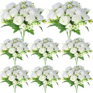Geosar 8 Bundles Artificial Peonies Flowers Fake Silk Peony Bouquet Faux Peonies Flowers Bulk for Decoration Vase Floral Arrangements Wedding Party Table (White) Geosar 8 Bundles Artificial Peonies Flowers Fake Silk Peony Bouquet Faux Peonies Flowers Bulk for Decoration Vase Floral Arrangements Wedding Party Table (White)