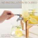 2 Gallon Glass Drink Dispenser with Stand, Beverage Dispenser with Wood Lid and Stainless Steel Spigot, Glass Water Dispenser for Parties, Ideal for Juice, Tea, Lemonade, and More