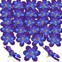100 Pieces Blue Purple Faux Orchid Flowers Halloween Flower Day of The Dead Decoration Artificial Orchids for DIY Home Wedding Table Centerpieces Mexican Party Birthday Cake Ornaments (Blue Purple)