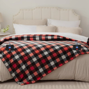 Westinghouse King Size Heated Blanket, Soft Flannel to Sherpa Electric Blanket with Dual Control 10 Heating Levels & 1 to 12 Hours Auto Off, Fast Heating, Machine Washable, 100 * 90 Inch, Red