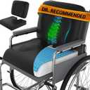 Wheelchair Cushion for Pressure Relief - (2-Piece Set) 18x16 Anti-Slip Wheelchair Seat Cushions for Adults, Seniors with Lumbar Pillow and Removable Strap, Gel Cushion for Wheelchair (Black)