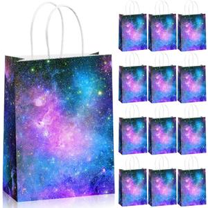 Containlol 16 Pcs Galaxy Party Bags Outer Space Party Gift Bags Goody Candy Boxes for Solar System Planet Birthday Baby Shower Supplies